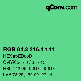 カラーコード: RGB 94.3 216.4 141 | qconv.com