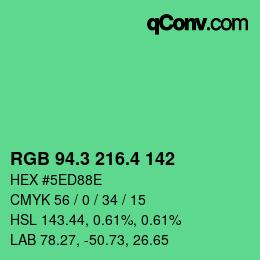 カラーコード: RGB 94.3 216.4 142 | qconv.com