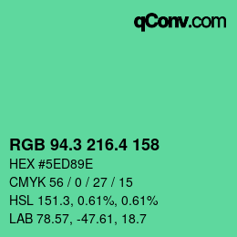 カラーコード: RGB 94.3 216.4 158 | qconv.com
