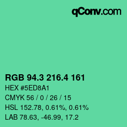 カラーコード: RGB 94.3 216.4 161 | qconv.com