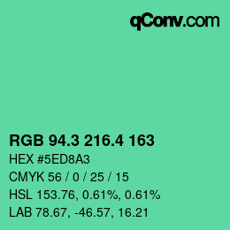 カラーコード: RGB 94.3 216.4 163 | qconv.com