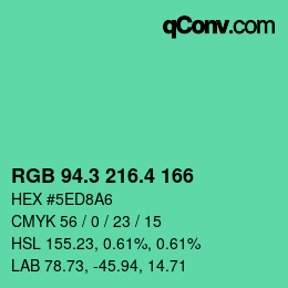 カラーコード: RGB 94.3 216.4 166 | qconv.com