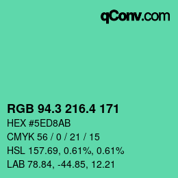 カラーコード: RGB 94.3 216.4 171 | qconv.com