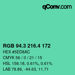 カラーコード: RGB 94.3 216.4 172 | qconv.com