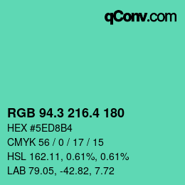カラーコード: RGB 94.3 216.4 180 | qconv.com