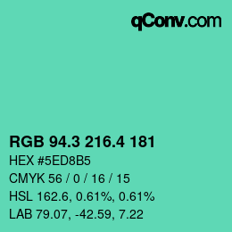 カラーコード: RGB 94.3 216.4 181 | qconv.com