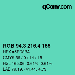 カラーコード: RGB 94.3 216.4 186 | qconv.com