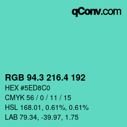 カラーコード: RGB 94.3 216.4 192 | qconv.com