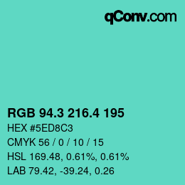 カラーコード: RGB 94.3 216.4 195 | qconv.com