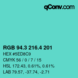 カラーコード: RGB 94.3 216.4 201 | qconv.com