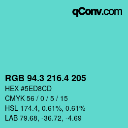 カラーコード: RGB 94.3 216.4 205 | qconv.com