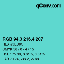 カラーコード: RGB 94.3 216.4 207 | qconv.com