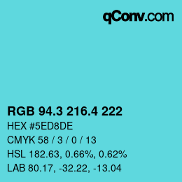 カラーコード: RGB 94.3 216.4 222 | qconv.com