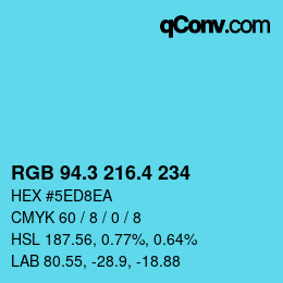 カラーコード: RGB 94.3 216.4 234 | qconv.com