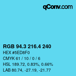 カラーコード: RGB 94.3 216.4 240 | qconv.com