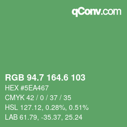カラーコード: RGB 94.7 164.6 103 | qconv.com