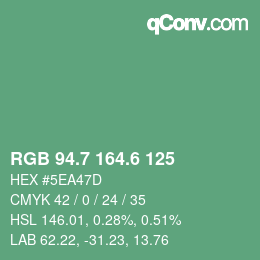 カラーコード: RGB 94.7 164.6 125 | qconv.com