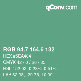 カラーコード: RGB 94.7 164.6 132 | qconv.com