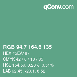 カラーコード: RGB 94.7 164.6 135 | qconv.com
