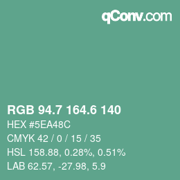 カラーコード: RGB 94.7 164.6 140 | qconv.com