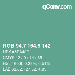 カラーコード: RGB 94.7 164.6 142 | qconv.com