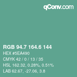 カラーコード: RGB 94.7 164.6 144 | qconv.com