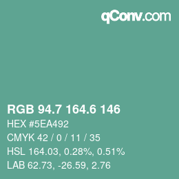 カラーコード: RGB 94.7 164.6 146 | qconv.com