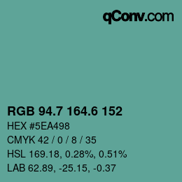 カラーコード: RGB 94.7 164.6 152 | qconv.com