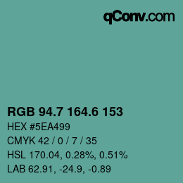 カラーコード: RGB 94.7 164.6 153 | qconv.com