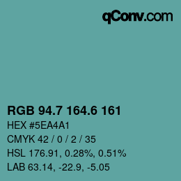 カラーコード: RGB 94.7 164.6 161 | qconv.com