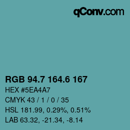 カラーコード: RGB 94.7 164.6 167 | qconv.com