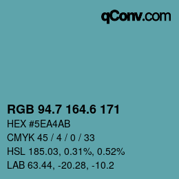カラーコード: RGB 94.7 164.6 171 | qconv.com