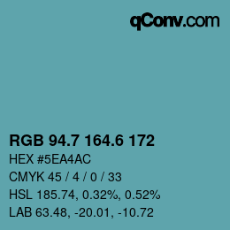 カラーコード: RGB 94.7 164.6 172 | qconv.com