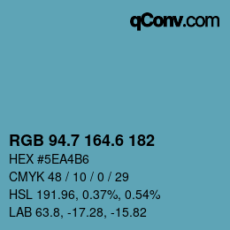 カラーコード: RGB 94.7 164.6 182 | qconv.com