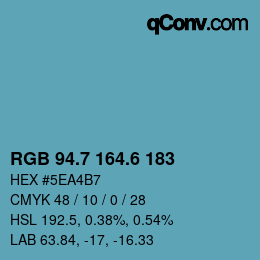 カラーコード: RGB 94.7 164.6 183 | qconv.com