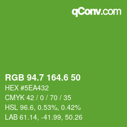 カラーコード: RGB 94.7 164.6 50 | qconv.com