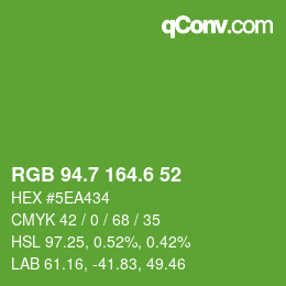 カラーコード: RGB 94.7 164.6 52 | qconv.com