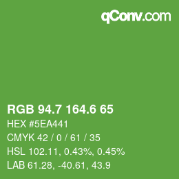 カラーコード: RGB 94.7 164.6 65 | qconv.com