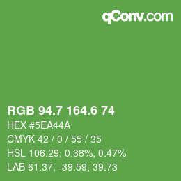 カラーコード: RGB 94.7 164.6 74 | qconv.com