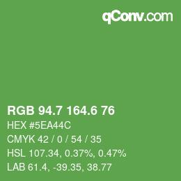 カラーコード: RGB 94.7 164.6 76 | qconv.com