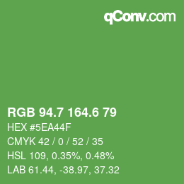 カラーコード: RGB 94.7 164.6 79 | qconv.com