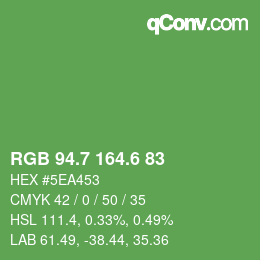 颜色代码: RGB 94.7 164.6 83 | qconv.com