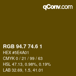 カラーコード: RGB 94.7 74.6 1 | qconv.com