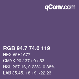 カラーコード: RGB 94.7 74.6 119 | qconv.com