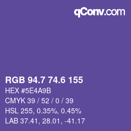カラーコード: RGB 94.7 74.6 155 | qconv.com
