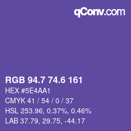 カラーコード: RGB 94.7 74.6 161 | qconv.com