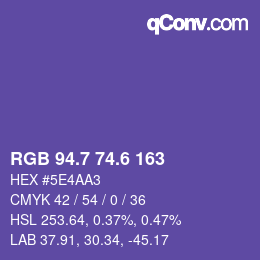 カラーコード: RGB 94.7 74.6 163 | qconv.com