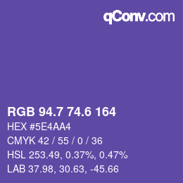カラーコード: RGB 94.7 74.6 164 | qconv.com