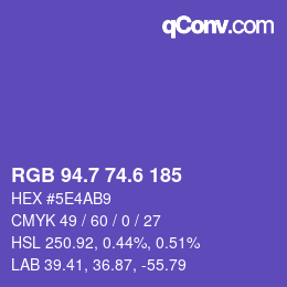 カラーコード: RGB 94.7 74.6 185 | qconv.com