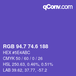 カラーコード: RGB 94.7 74.6 188 | qconv.com